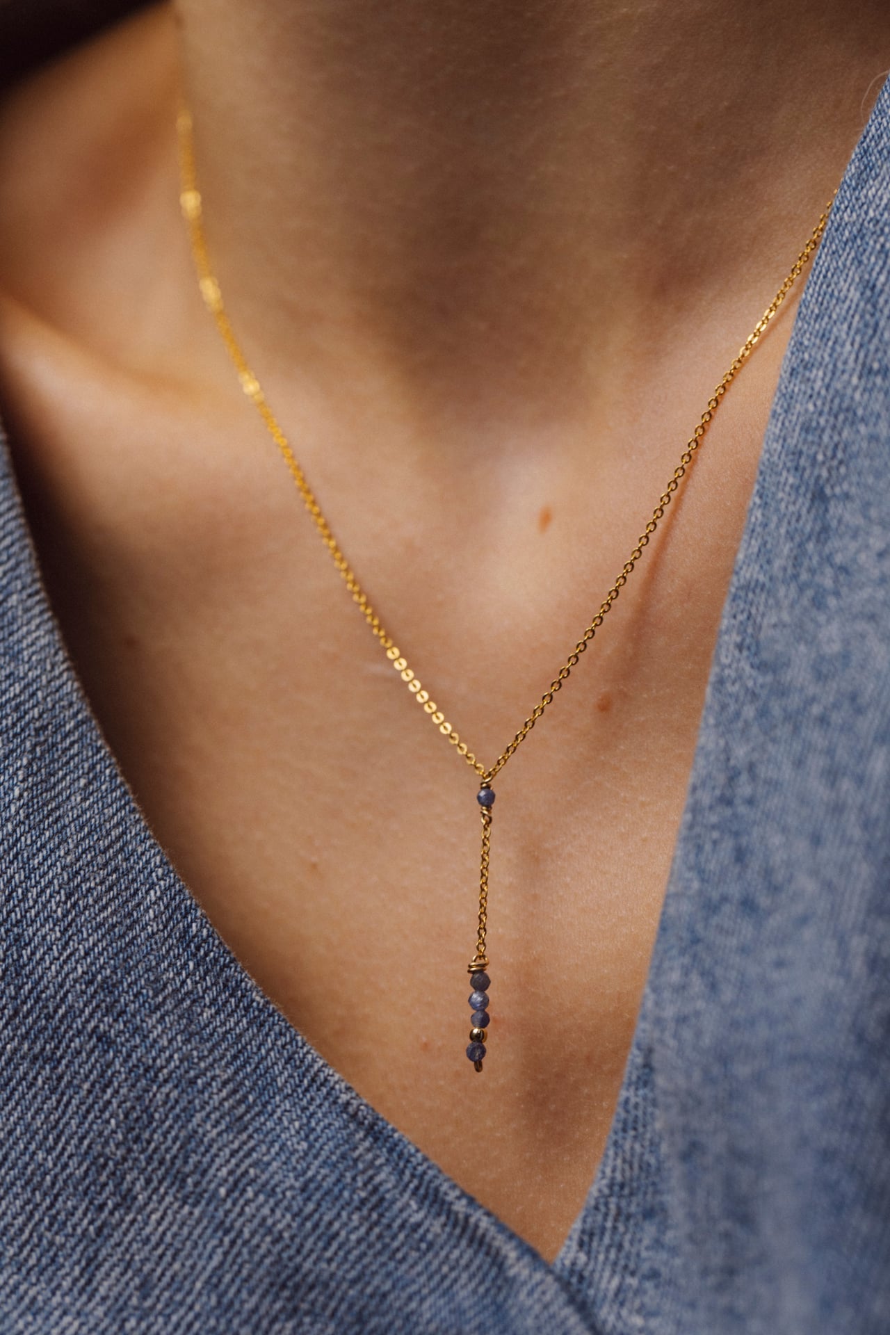 Théa long necklace - Sapphire