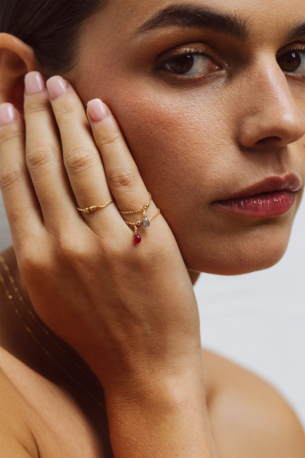 Mia tassel chain ring - 750‰ Gold Ruby