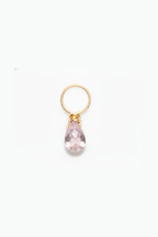 Pendentif Mia en or 18 carats, saphir rose clair en goutte facettée suspendu à un anneau d'or