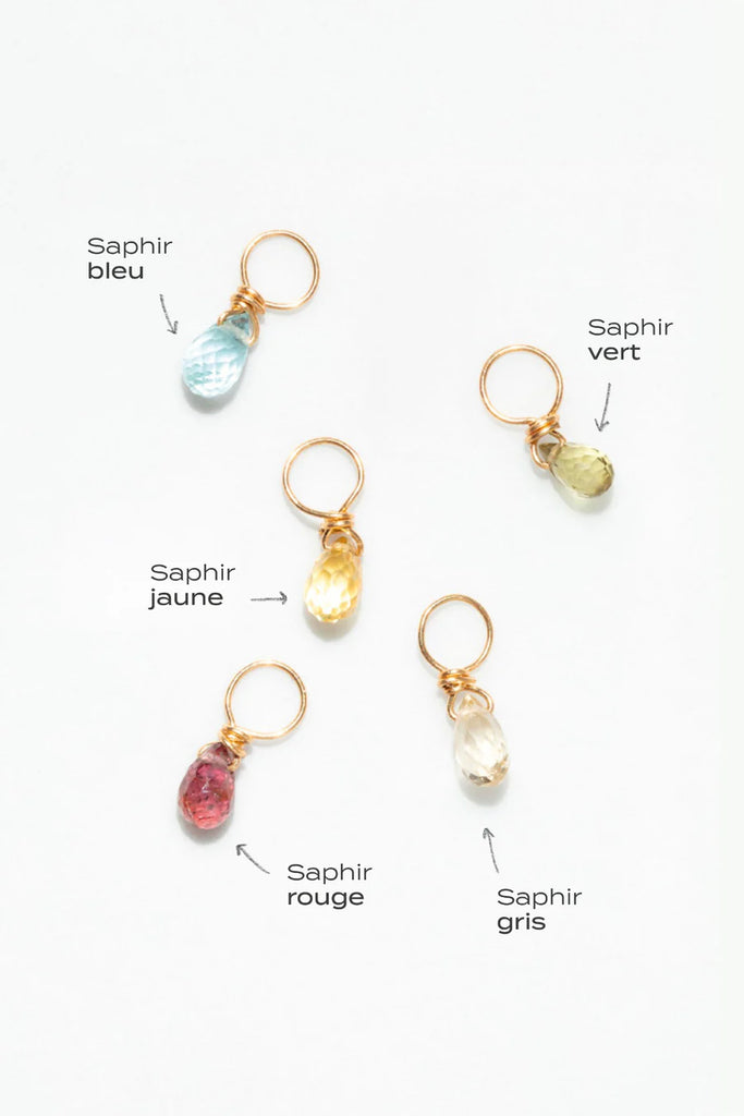 Mia essential chain earrings - 750‰ gold Sapphire of your choice