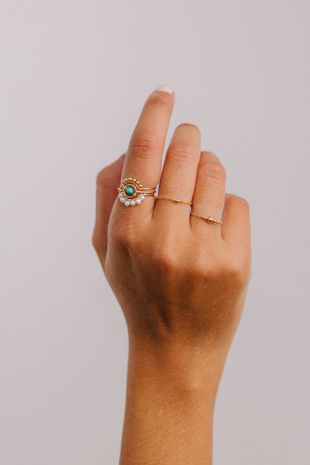 Half Moon Lace Ring - Cultured pearl