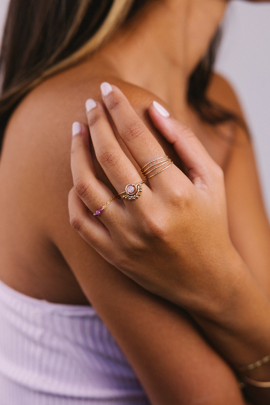 Swan Ring - Purple Jade