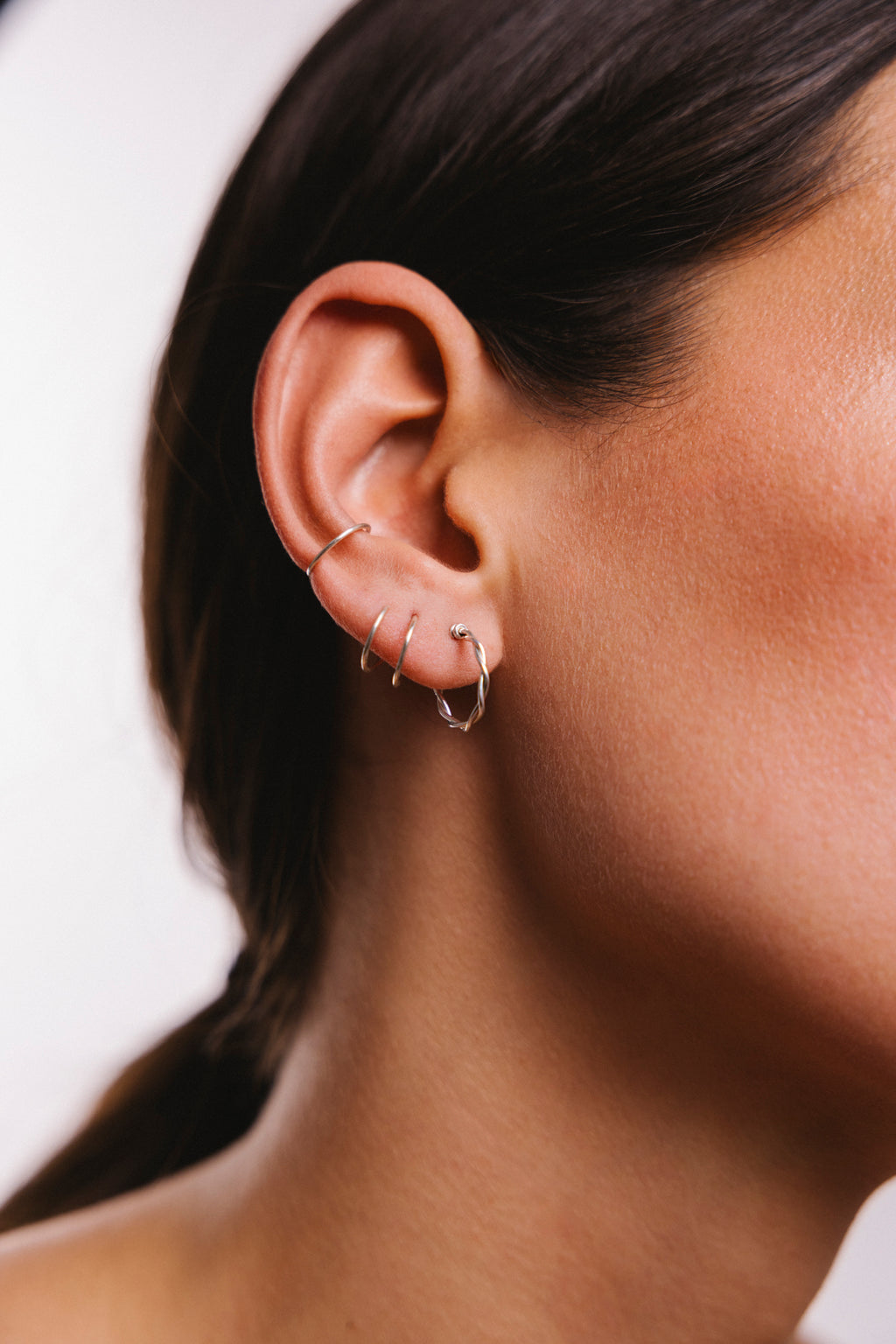 Mini Twisted Creoles - Silver
