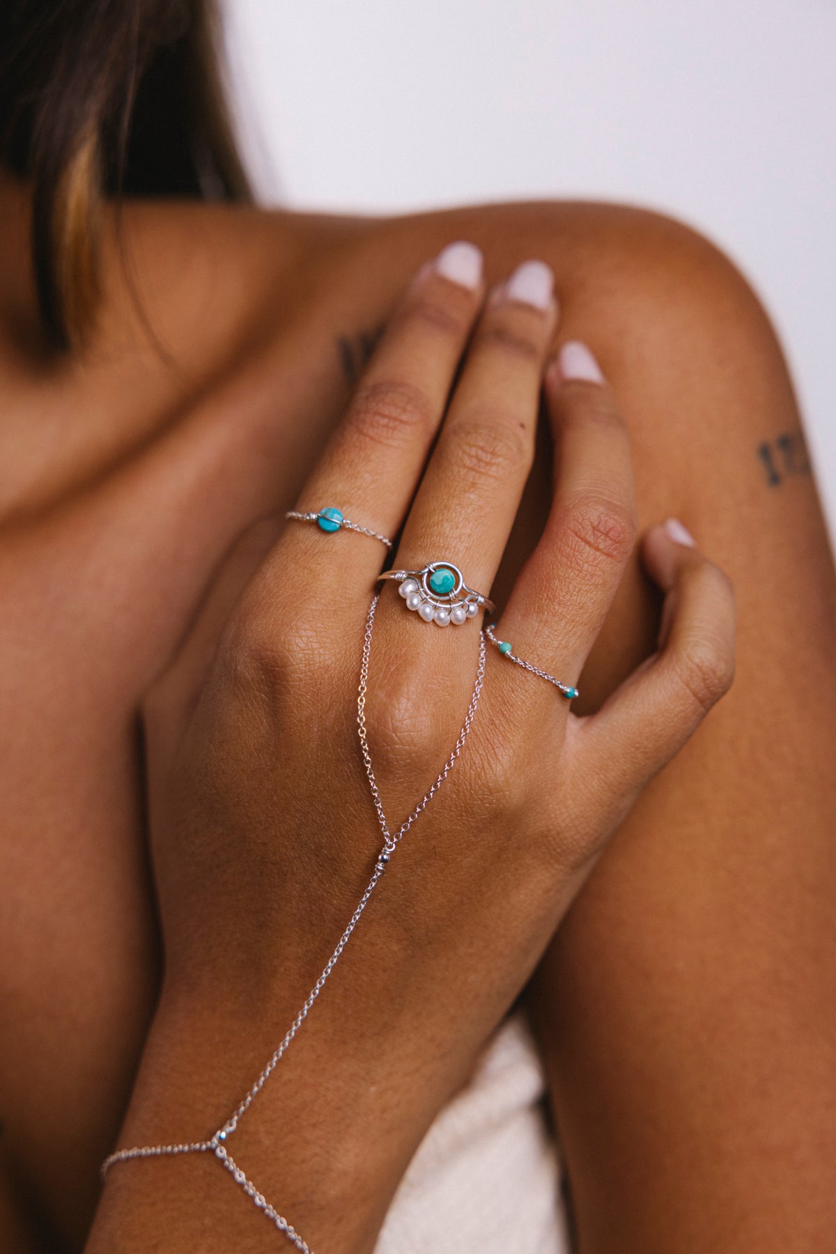 Half Moon Lace Ring - Cultured Pearl - Silver