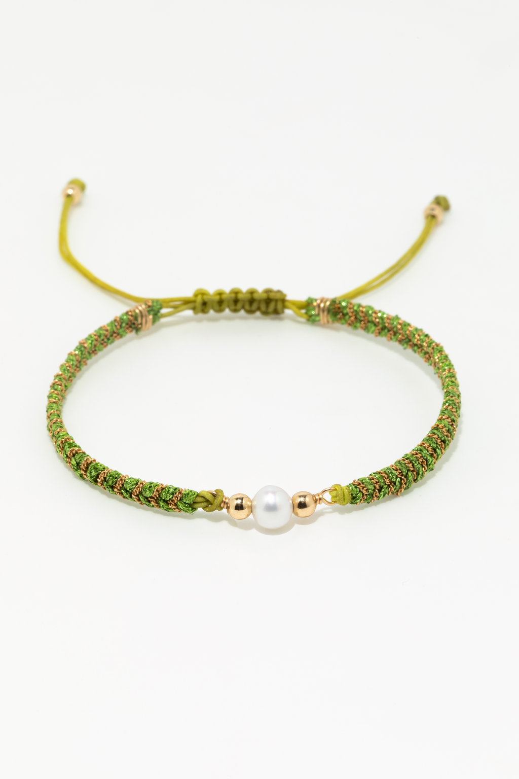 Vaiana Green Cord Bracelet - Cultured Pearl