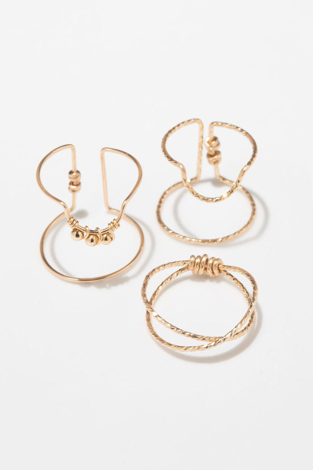 Set of three nail rings