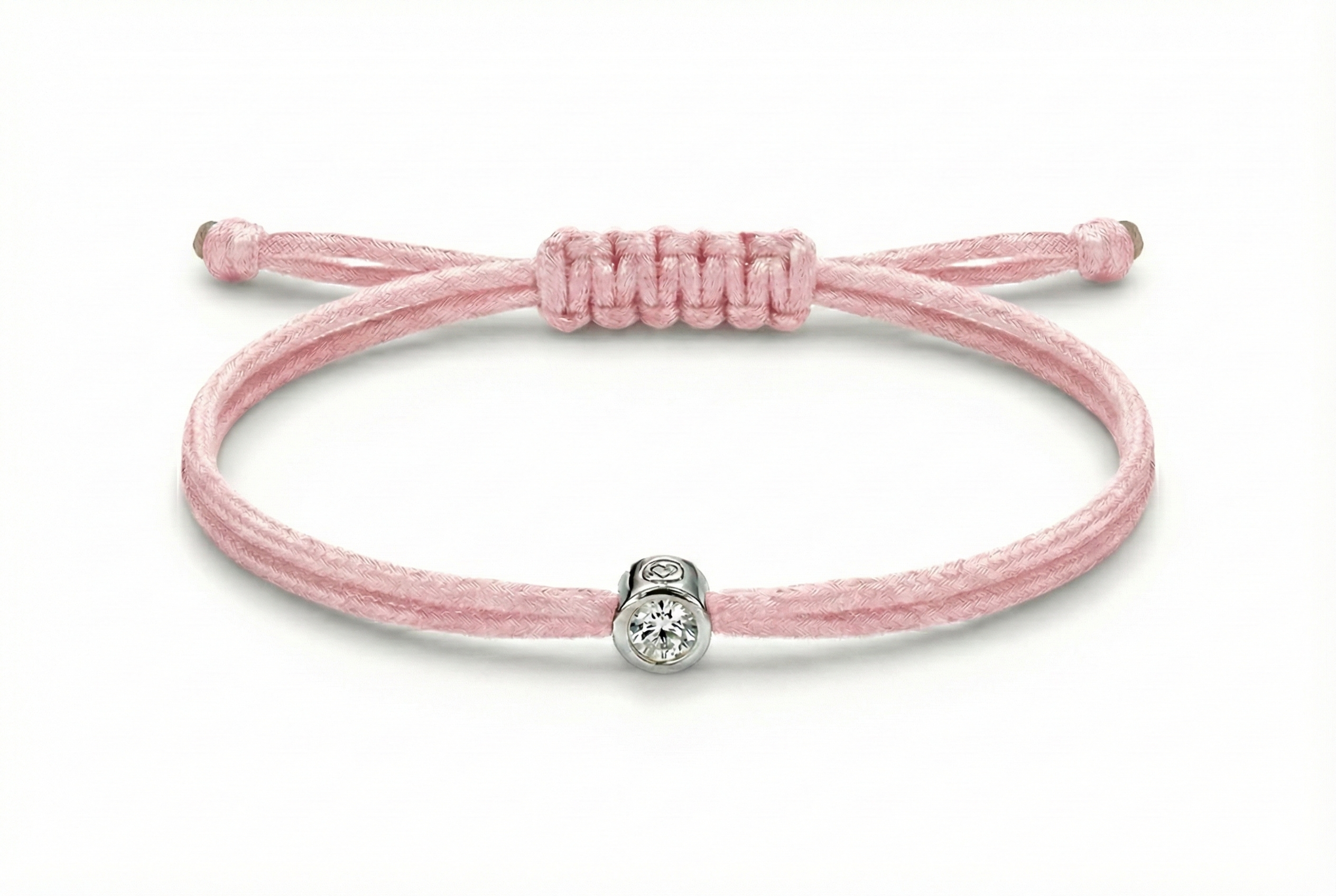 Love Lab Cuty Bracelet - White Diamond - Pink Cord