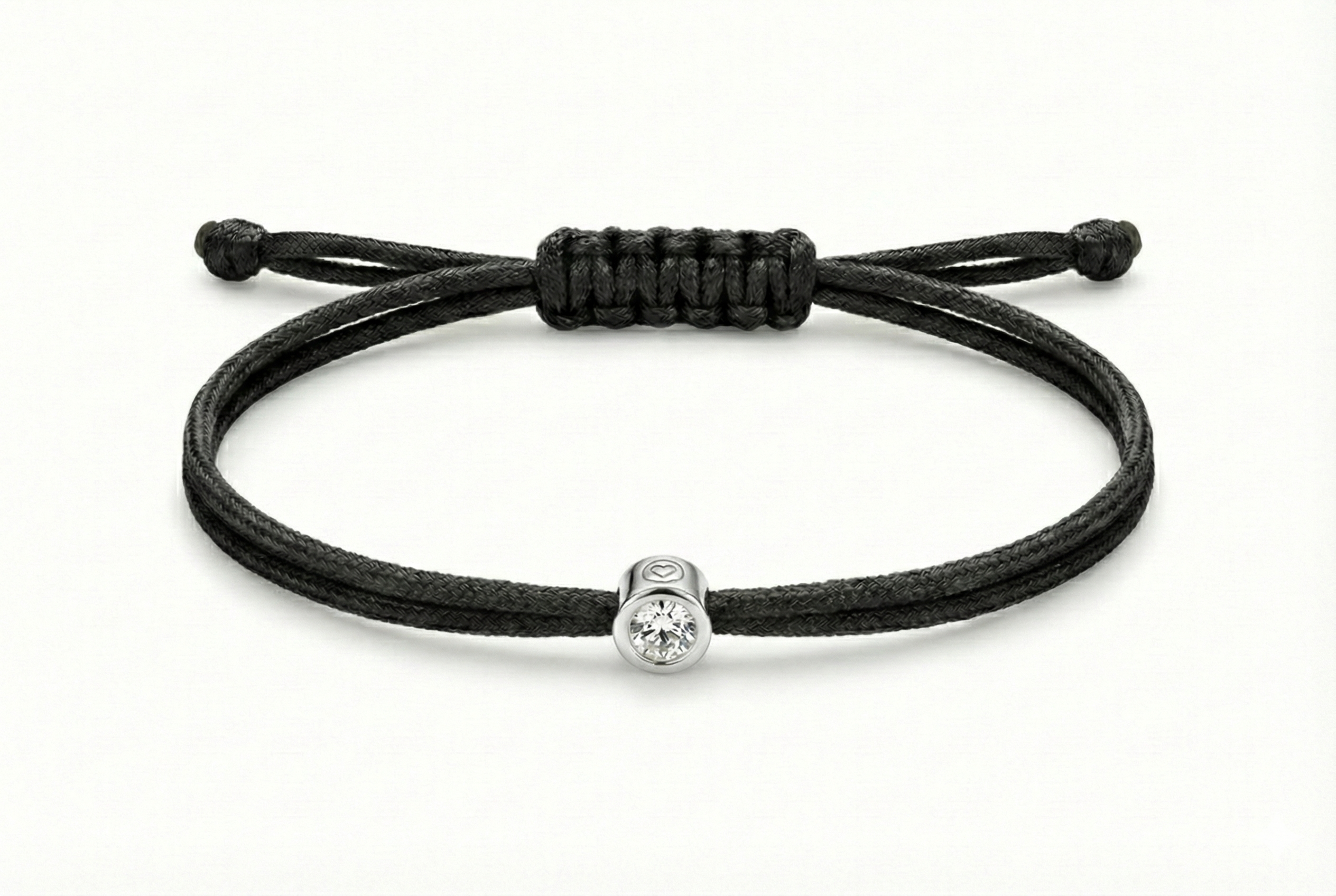 Love Lab Cuty Bracelet - White Diamond - Black Cord