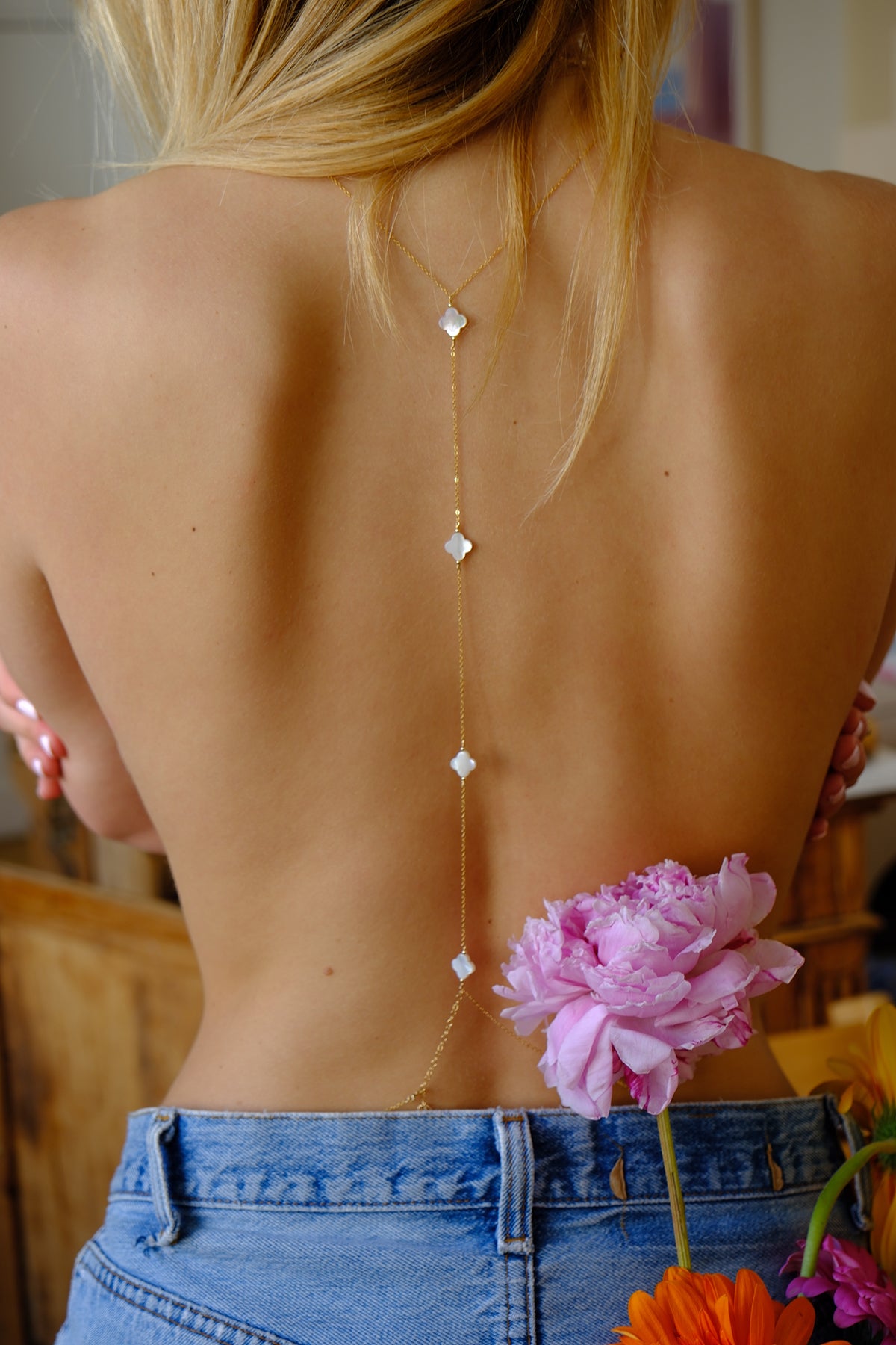 Swan body jewel - White pearl stars