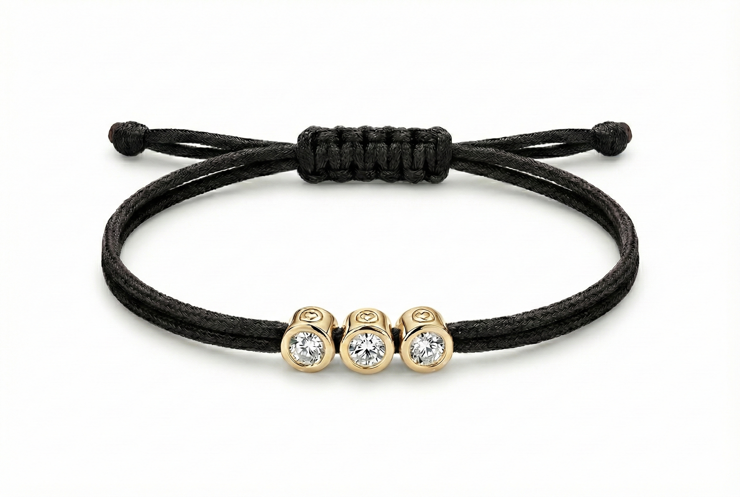 Love Lab Triply Bracelet - White Diamond - Black Cord