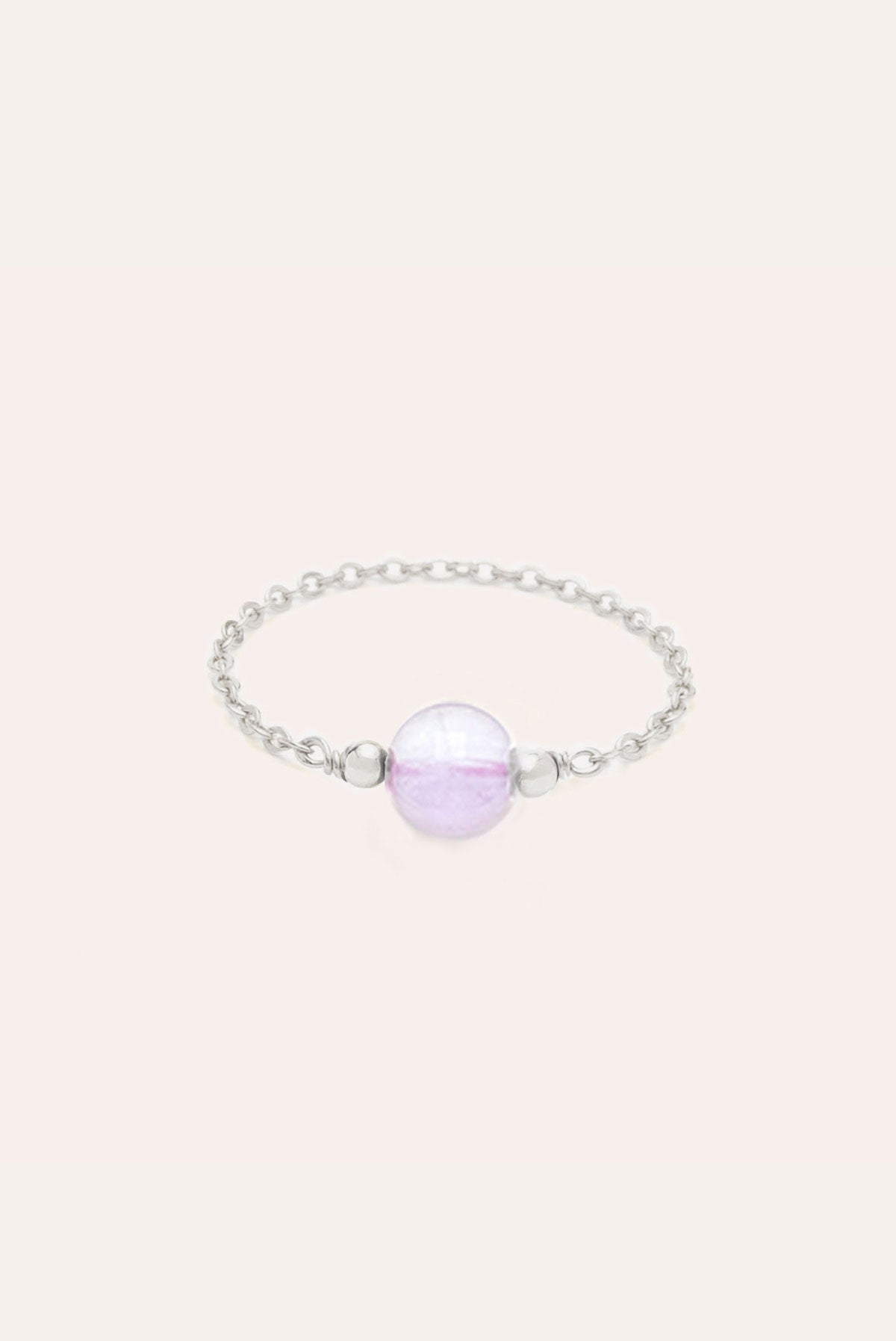 Chain ring - Pierre ronde argent