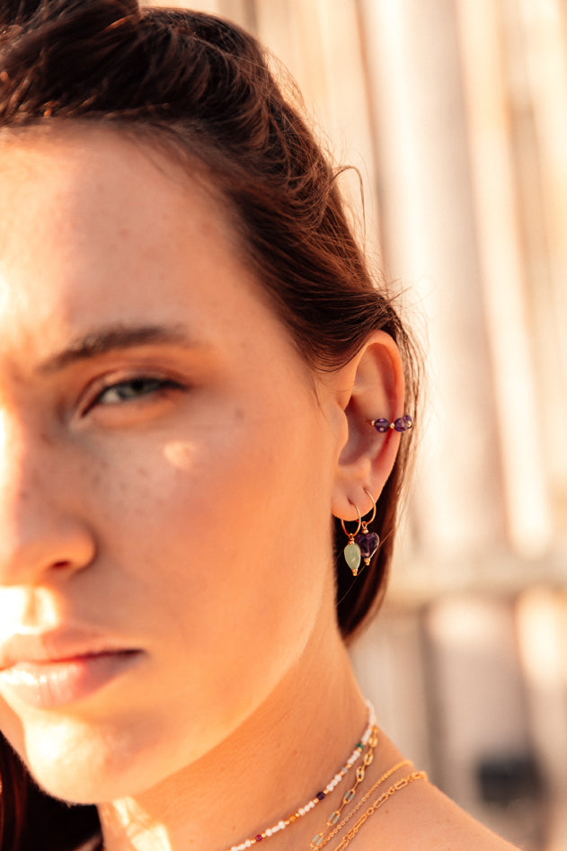 Fake Piercing round stones - Amethyst