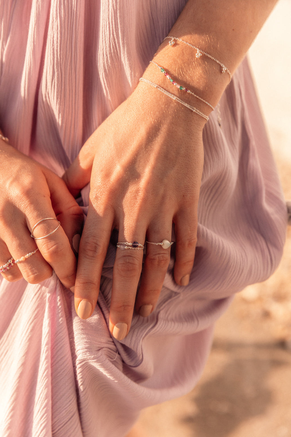 Chain ring - Pierre ronde argent