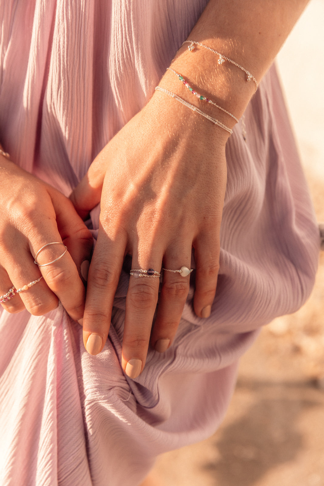 Chain ring - Pierre ronde argent