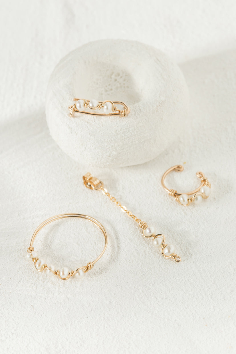 Fake Wave piercing - Cultured pearls