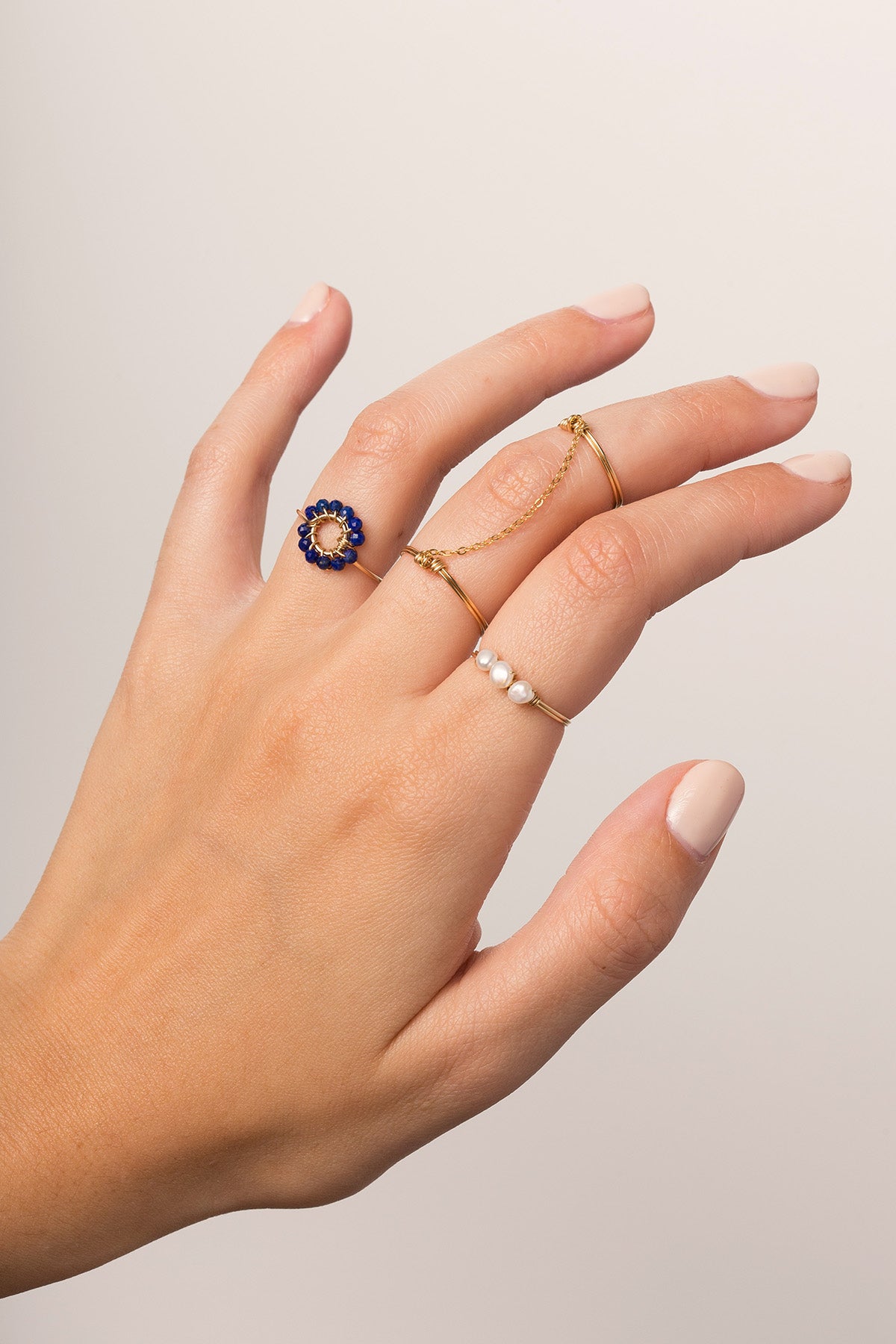 Bague or et perles de culture résistant à l'eau