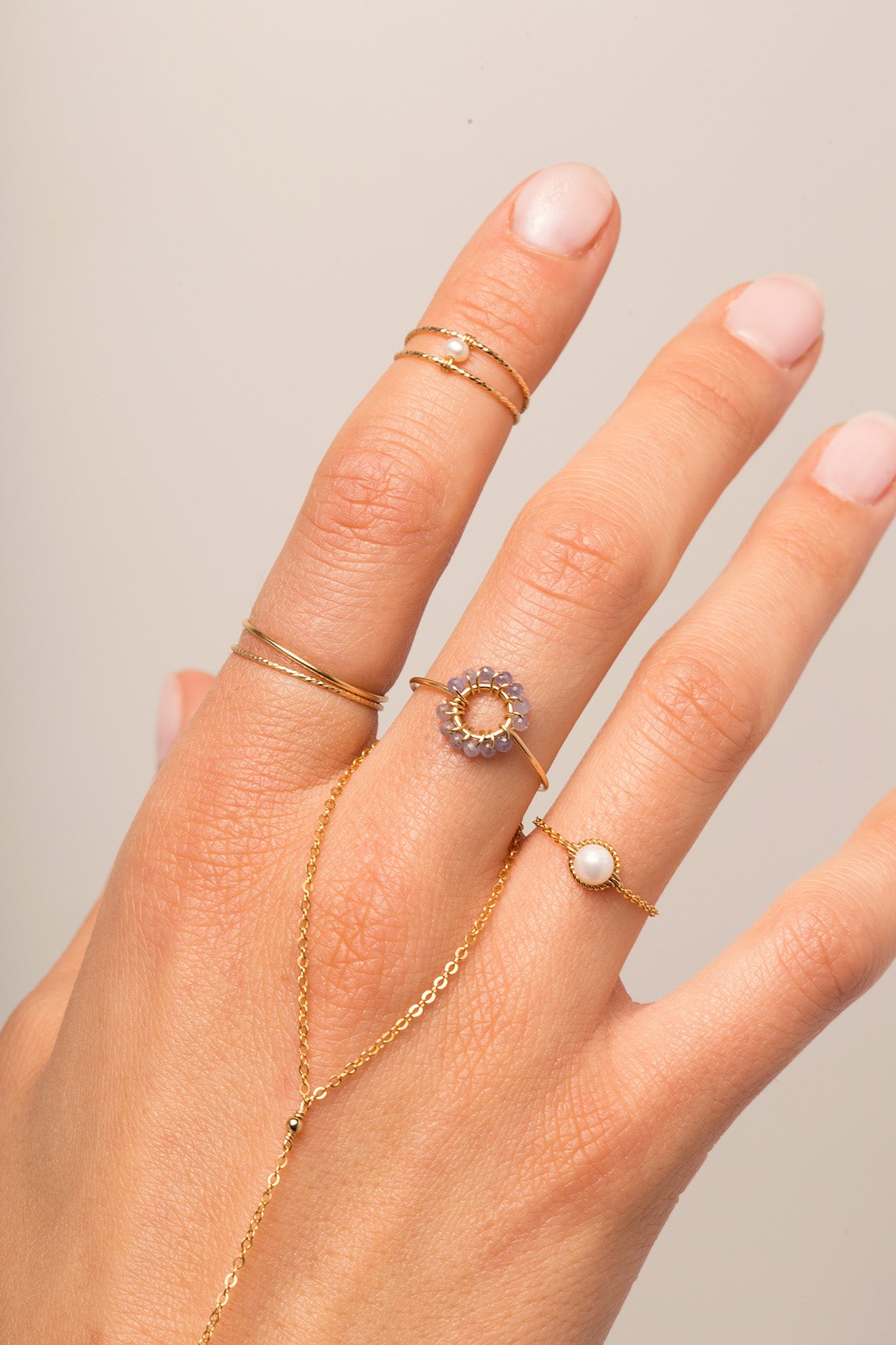 Swan chain ring - Cultured pearl