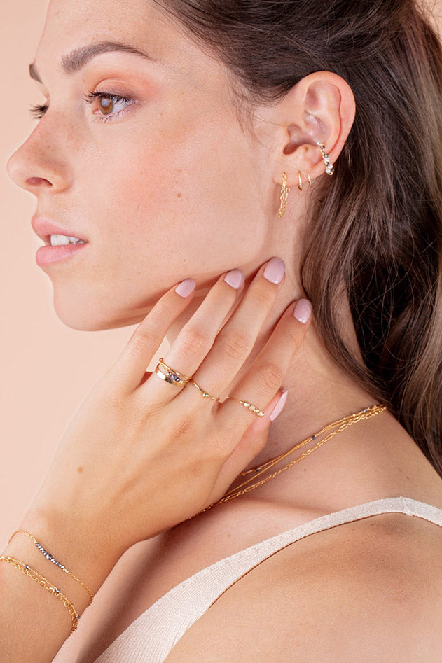 Chain ring - faceted stones