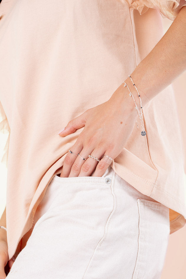 Chain ring - faceted stones