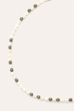 Grain of Rice Necklace - Cultured Pearls & Pyrite - Man