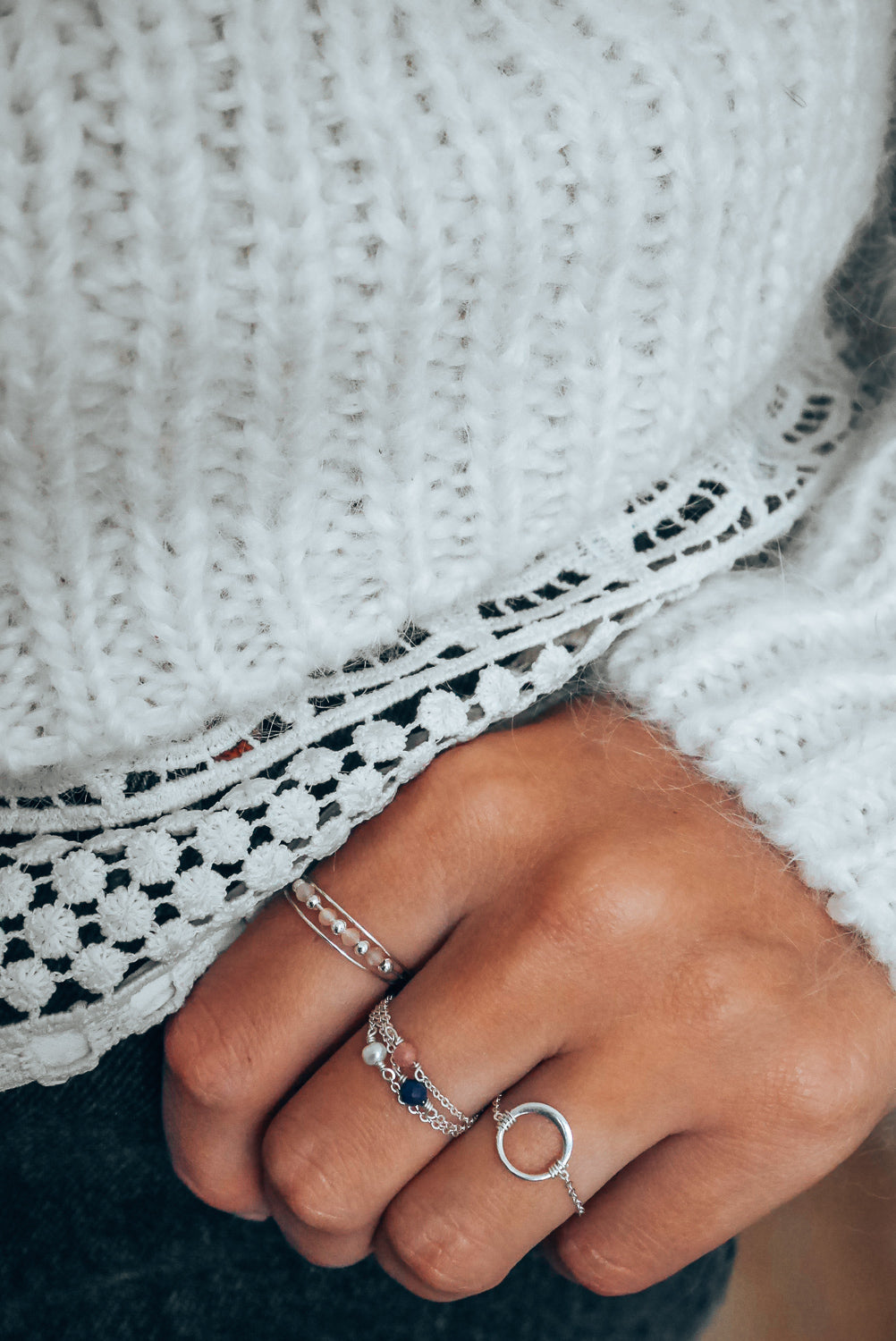 Stella chain ring - Pink stone